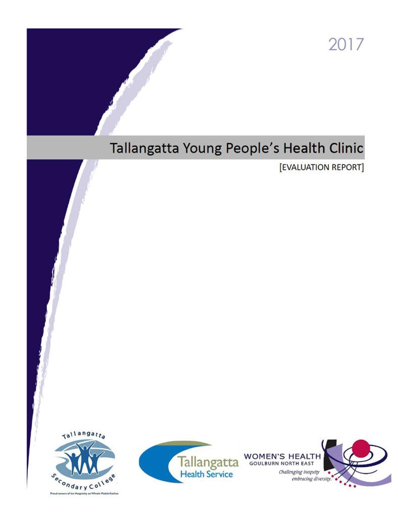 The front page of the Tallangatta Young People's Health Clinic evaluation report