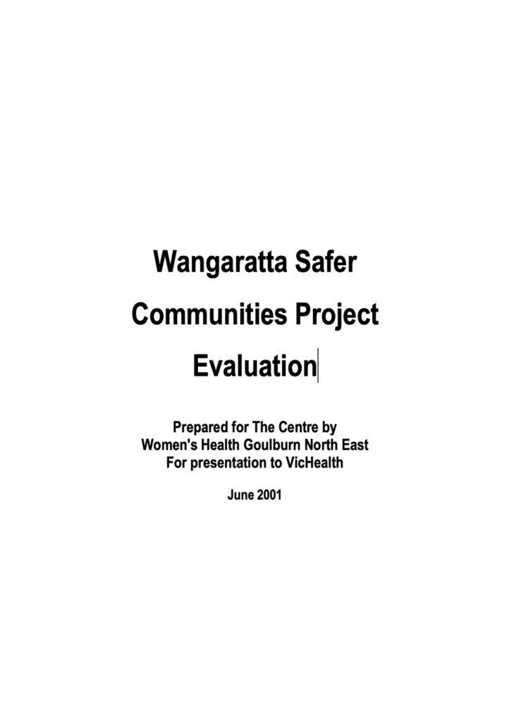 The front page of the Wangaratta Safer Communities Project evaluation